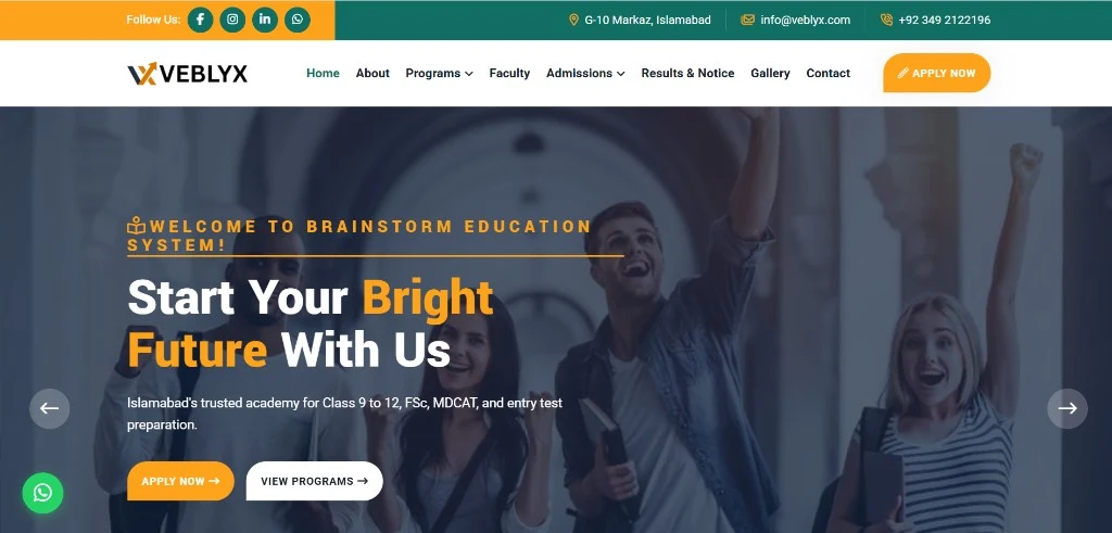 Brainstorm Education System website screenshot