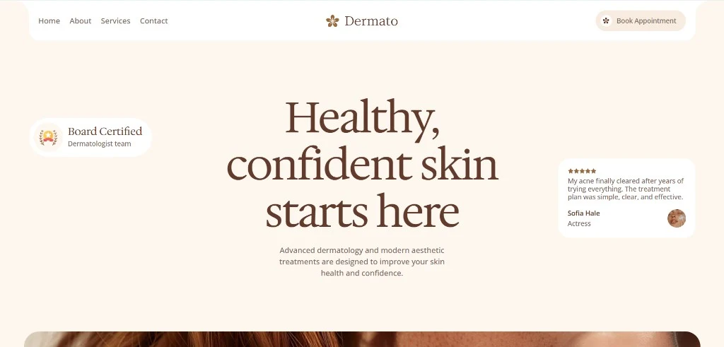 Dermato Clinic website screenshot